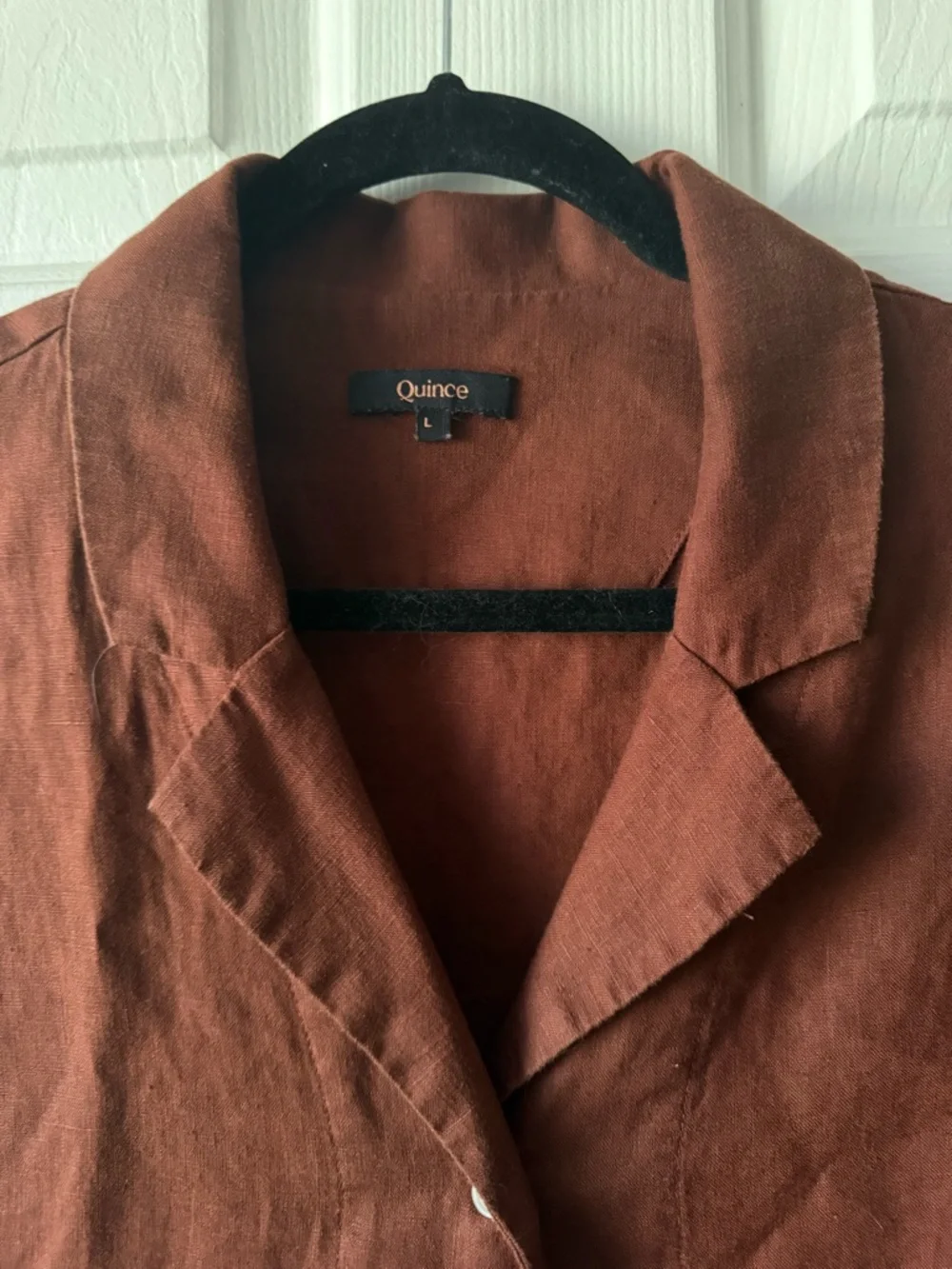 Quince Women's Short Sleeve Button Front Top - Rust Brown - Picture 3 of 3